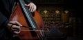 Classic musician plays double bass