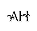 AH letter luxury beauty flourishes ornament monogram logo