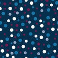 Classic navy background with polka dots seamless pattern.