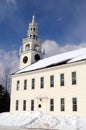 Classic New England church in winter Royalty Free Stock Photo