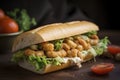 A spicy shrimp po-boy sandwich with crispy, golden-fried shrimp. Royalty Free Stock Photo