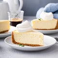 Classic New York cheesecake with a dollop of whipped cream Royalty Free Stock Photo