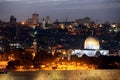 Classic Night view of Temple Mount with Dome of the Rock and old Royalty Free Stock Photo