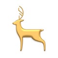 Classic north deer golden metallic bauble statuette decorative design side view realistic vector