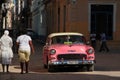 Classic old American car in the streets of Havana Royalty Free Stock Photo