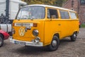 Classic old veteran vintage retro camper car Volkswagen Transporter T2 parked