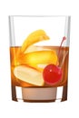 Classic Old Fashioned cocktail in vector