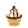 Classic Old Fashioned Hot Fudge Sundae With Cherry On Top Royalty Free Stock Photo