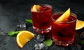 Classic Old Fashioned Negroni cocktail on rustic stone background Royalty Free Stock Photo