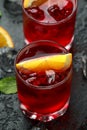 Classic Old Fashioned Negroni cocktail on rustic stone background Royalty Free Stock Photo