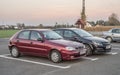 Classic old purple red Daewoo Lanos car parked Royalty Free Stock Photo