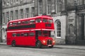 Classic Old Red Double Decker Bus in street of Edinburgh Royalty Free Stock Photo