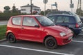 Classic old red Fiat Seicento parked Royalty Free Stock Photo