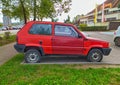 Old little compact city car Fiat Panda I parked