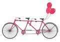 Classic old retro romantic tandem bicycle with balloons vector i