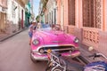 Classic, old style American car in Havana street Royalty Free Stock Photo