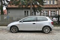 Classic old veteran Japanese small compact car silver grey Honda Civic parked