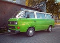 Classic old veteran vintage green delivery van minibus Volkswagen Transporter T3 Royalty Free Stock Photo