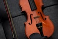 Classic old violin vintage on the leather Royalty Free Stock Photo