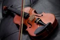 Classic old violin vintage on the leather Royalty Free Stock Photo