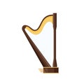 Classic old wooden harp, traditional historical string musical instrument.