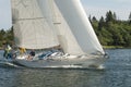 Classic Omega 42 sailing Stockholm archipelago Royalty Free Stock Photo