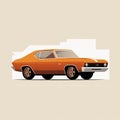 Minimalist Illustration Of A Classic Orange Muscle Car