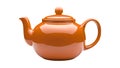 Classic Orange Ceramic Teapot - Elegant Kitchenware Royalty Free Stock Photo