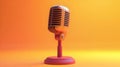 Classic Orange Metallic Microphone on Stand with Gradient Background for Vocal Recording and Podcasting in Studio Royalty Free Stock Photo
