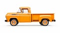 Classic Orange Truck On White Background: Crisp And Captivating Pickup Royalty Free Stock Photo