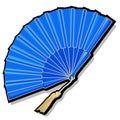 Classic Oriental blue open fan Royalty Free Stock Photo