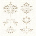 Classic ornament. Set of decorative borders and monograms.