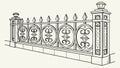 Classic Ornate Wrought Iron Fence Vector Illustration, vector design Generative AI Royalty Free Stock Photo