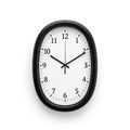 Classic oval wall clock with black frame and white face isolated on white background Royalty Free Stock Photo