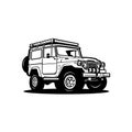 Classic overland 4x4 offroad black and white truck illustration vector isolated. Best for automotive offroad industry Royalty Free Stock Photo