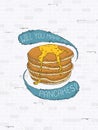 Classic pancake hand drawn poster design