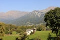Classic panorama of an alpine lake in a valley of morainic origin, Italian Alps in Piedmont region