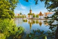 Historic city of Luebeck with Trave river in summer, Schleswig-Holstein, Germany Royalty Free Stock Photo