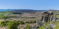 A classic panorama view on the top of the Stanage Edge escarpment in the Peak District, UK Royalty Free Stock Photo