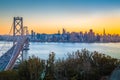 San Francisco skyline with Oakland Bay Bridge in twilight, California, USA Royalty Free Stock Photo