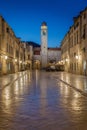 Dubrovnik Stradun in twilight, Dalmatia, Croatia Royalty Free Stock Photo