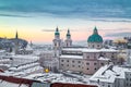 Historic city of Salzburg in winter, Austria Royalty Free Stock Photo