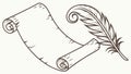 Classic Parchment Scroll and Feather Quill Pen, vector design Generative AI Royalty Free Stock Photo