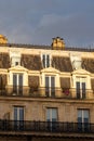 classic parisian rooftop with dormer windows and chimneys Royalty Free Stock Photo