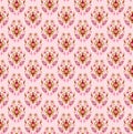 Classic pattern with scrolls and small bright flowers in baroque style on grey background Royalty Free Stock Photo