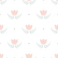 Classic pattern with tulips and green branches. English style pattern for wrapping paper, fabric design. Good for baby