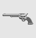 Classic Peacemaker Revolver Line Art Illustration Royalty Free Stock Photo