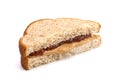 A Classic Peanut Butter and Strawberry Jelly Sandwich on Wheat B Royalty Free Stock Photo