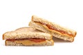 A Classic Peanut Butter and Strawberry Jelly Sandwich on Wheat B Royalty Free Stock Photo