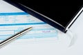 Classic pen on deposit slip Royalty Free Stock Photo